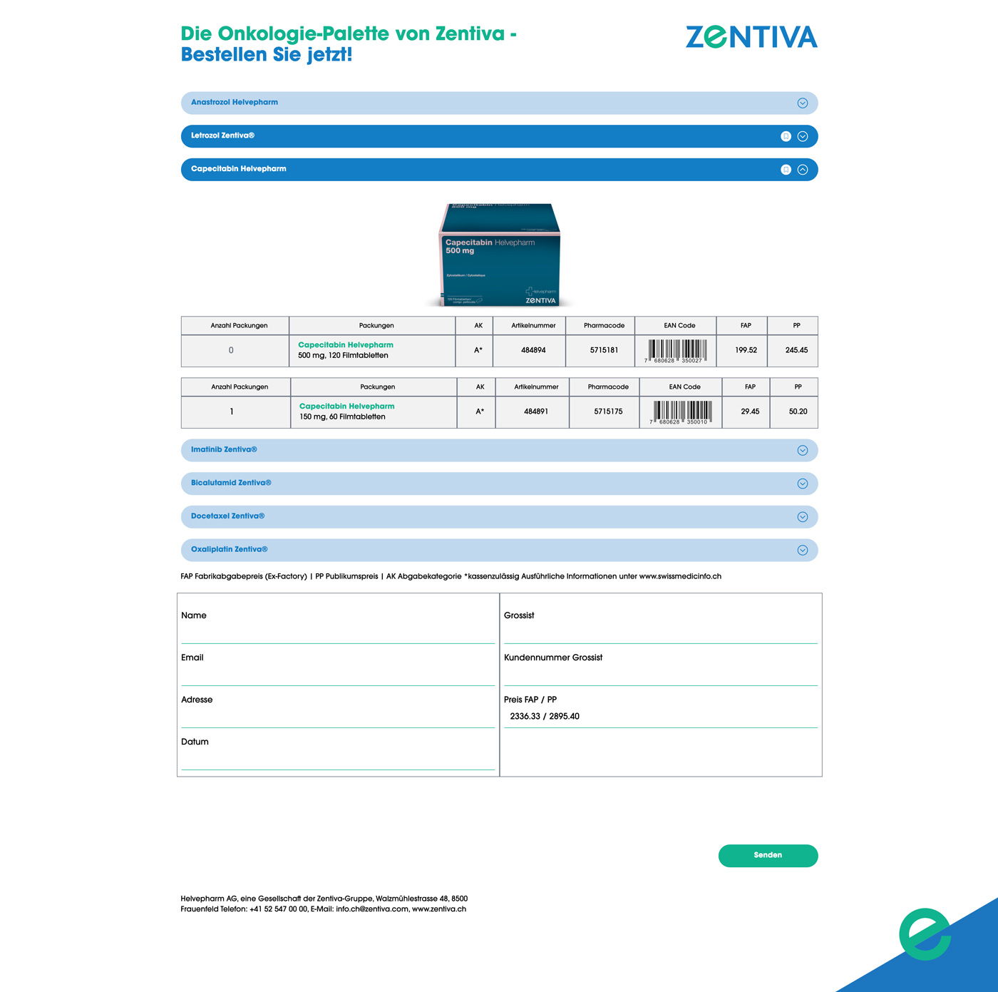 Zentiva Order Projekt Referenz